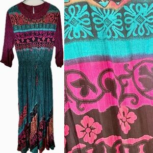 Vintage 1990s Carole Little Boho Maxi Dress